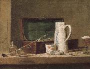Jean Baptiste Simeon Chardin Pipe tobacco and alcohol containers browser oil painting reproduction